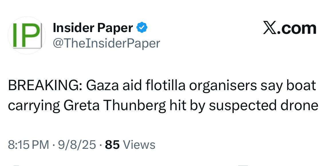 Gaza Aid Flotilla Boat Carrying Greta Thunberg Reportedly Hit by Suspected Drone